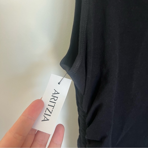 NEW Aritzia TNA Chill Malibu Ruched Dress in Black Women's Size Medium - Picture 8 of 11